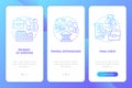 Employee grievances on wage issues blue gradient onboarding mobile app screen