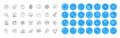 Employee hand, Line chart and Difficult stress line icons pack. For web app. Color icon buttons. Vector