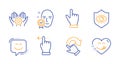 Employee hand, Rotation gesture and Face verified icons set. Vector