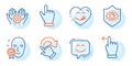 Employee hand, Rotation gesture and Face verified icons set. Vector