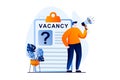 Employee hiring process concept with people scene in flat cartoon design. Royalty Free Stock Photo