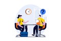 Employee hiring process concept with people scene in flat cartoon design. Royalty Free Stock Photo