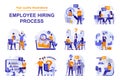 Employee hiring process web concept with people scenes set Royalty Free Stock Photo