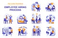 Employee hiring process web concept with people scenes set in flat style. Bundle of human resources, choose resume, open vacancy Royalty Free Stock Photo