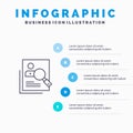 Employee, Hr, Human, Hunting, Personal, Resources, Resume, Search Line icon with 5 steps presentation infographics Background