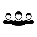 Employee icon vector male group of persons symbol avatar for business management team in flat color glyph pictogram Royalty Free Stock Photo