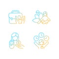 Employee incentives gradient linear vector icons set