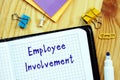 Employee Involvement phrase on the piece of paper