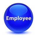 Employee glassy blue round button