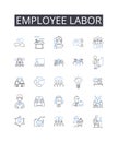 Employee labor line icons collection. Job work, Staff personnel, Occupation career, Worker operative, Employment service