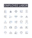 Employee labor line icons collection. Job work, Staff personnel, Occupation career, Worker operative, Employment service