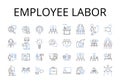 Employee labor line icons collection. Job work, Staff personnel, Occupation career, Worker operative, Employment service