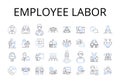 Employee labor line icons collection. Job work, Staff personnel, Occupation career, Worker operative, Employment service