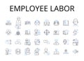 Employee labor line icons collection. Job work, Staff personnel, Occupation career, Worker operative, Employment service