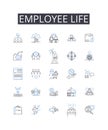 Employee life line icons collection. Job security, Workspace wellness, Career milests, Work culture, Staff relations