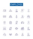 Employee line icons signs set. Design collection of Worker, Staff, Person, Personnel, Associate, Hire, Employee