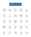 Employee line icons signs set. Design collection of Worker, Staff, Person, Personnel, Associate, Hire, Employee