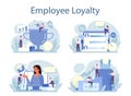 Employee loyalty concept set. Staff management, empolyee development