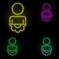 employee and mechanism neon color set icon. Simple thin line, outline vector of business organisation icons for ui and ux, website