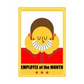 Employee of month. Best worker. Portrait in frame on wall. Vector illustration Royalty Free Stock Photo