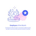 Employee of the month concept, best performance worker, reward program, award trophy