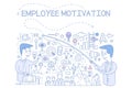 Employee motivation concept, success and achieving career goals, design element for banner, poster hand drawn vector