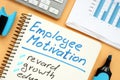 Employee motivation plan with words reward and growth