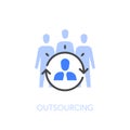 Employee outsourcing symbol with a manager and contractors