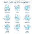 Employee payroll turquoise concept icons set