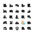 Employee perks and bonuses black glyph icons set on white space