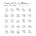 Employee perks and bonuses linear icons set