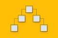 Employee position. Scheme made from empty buttons