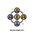 Employee productivity icon for corporate management or business leader training concept. Flat filled outline style. Pixel perfect