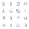 Employee productivity line icons collection. Efficiency, Focus, Motivation, Time-management, Discipline, Creativity