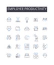 Employee productivity line icons collection. Empowerment, Vision, Innovation, Collaboration, Inspiration, Strategy