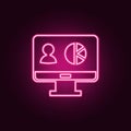 employee records in the pie chart icon. Elements of HR & Heat hunting in neon style icons. Simple icon for websites, web design,