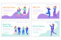 Employee recruitment landing page vector templates set