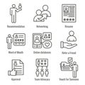 Employee Referral Process Icon Set with Networking, Recommendation, reference Royalty Free Stock Photo