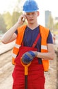 Employee at road construction
