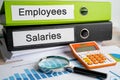 Employee, Salary. Binder data finance report business with graph analysis in office Royalty Free Stock Photo