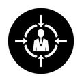 Employee, search, target icon. Black vector sketch