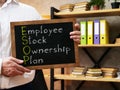 Employee Stock Ownership Plan ESOP is shown on the conceptual business photo Royalty Free Stock Photo