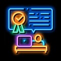 Employee Strives For Victory neon glow icon illustration Royalty Free Stock Photo