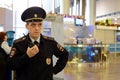 The employee of transport police in the airport Sheremetyevo