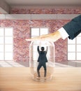 Employee trapped inside glass jar