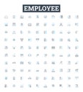 Employee vector line icons set. Worker, Staff, Personnel, Colleague, Associate, Hire, Wage illustration outline concept