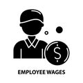 employee wages icon, black vector sign with editable strokes, concept illustration