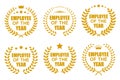 Employee of the year with laurel set icons - vector