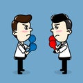 Employees compete , Business man boxing fighting vector cartoon