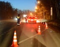 Employees dorozhno-patrol service conduct night RAID on the road.